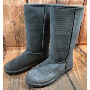 Bearpaw Elle Tall Gray Suede Winter Boots Womens 6 (c6u)